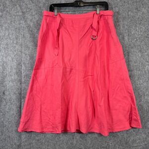 Vintage Womens Midi Skirt Size 12 Salmon Pink Linen Lagenlook 90s Beach Summer